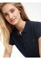 Polo Azul Oscuro Manga Corta Slim Fit Para Mujer Tommy Hilfiger de Tommy Hilfiger