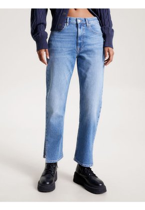 Jeans Azul Harper Rectos Y Tobilleros Con Talle Alto Y Bajo Con Abertura Tommy Jeans