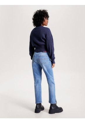 Jeans Azul Harper Rectos Y Tobilleros Con Talle Alto Y Bajo Con Abertura Tommy Jeans