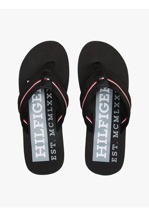 Sandalias Negro Con Cinta Distintiva Tommy Hilfiger
