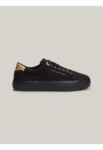 Tenis Negro De Lona Con Talón Metalizado Tommy Hilfiger Tommy Hilfiger