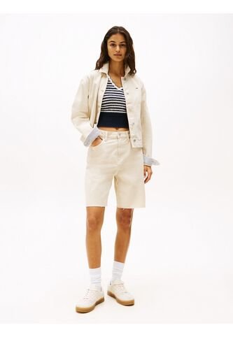 Bermudas Beige Amplias De Talle Alto Tommy Jeans Tommy Hilfiger