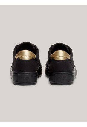 Tenis Negro De Lona Con Talón Metalizado Tommy Hilfiger
