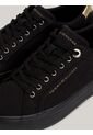 Tenis Negro De Lona Con Talón Metalizado Tommy Hilfiger de Tommy Hilfiger