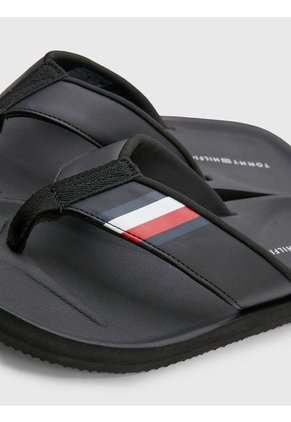 Sandalias Acolchadas Con Cinta Distintiva Hombre Negro Tommy Hilfiger