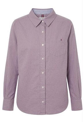 Camisa Morado Oxford Manga Larga Con Logo Tommy Hilfiger