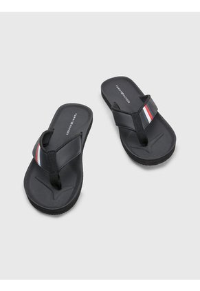 Sandalias Acolchadas Con Cinta Distintiva Hombre Negro Tommy Hilfiger