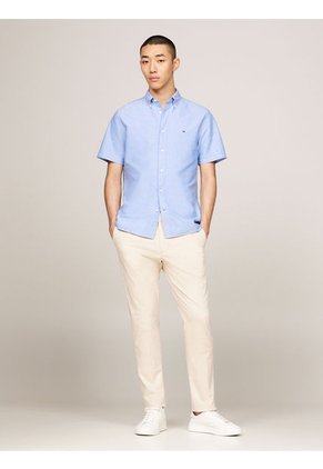 Camisa Azul Heritage De Manga Corta Tommy Hilfiger