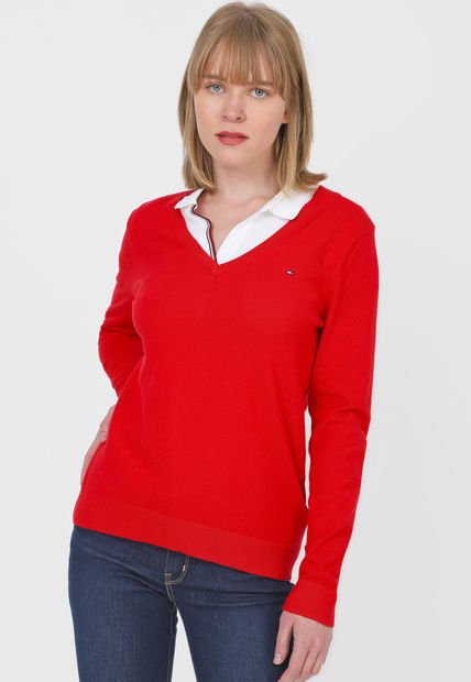 Saco Rojo Tommy Hilfiger Heritage V-Neck