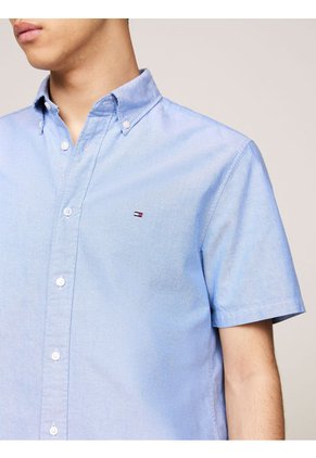 Camisa Azul Heritage De Manga Corta Tommy Hilfiger