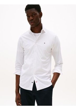 Camisa Blanca De Manga Larga Con Diseño De Popelina Tommy Hilfiger