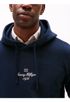Buzo Azul Con Capota Y Logo Ribeteado Tommy Hilfiger