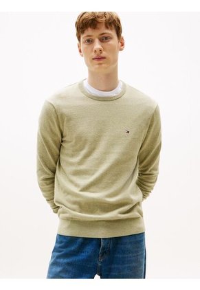 Saco Verde De Cuello Redondo Con Logo Bordado Tommy Hilfiger