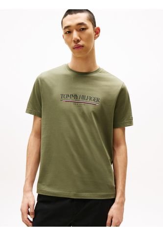 Camiseta Verde De Cuello Redondo Con Logo Tommy Hilfiger Tommy Hilfiger
