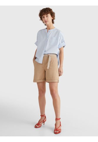 Pantalón Chino Corto Con Cinturón Mujer Beige Tommy Hilfiger Tommy Hilfiger