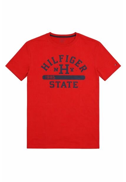 Camiseta Roja Manga Larga Con Logo Gráfico Tommy Hilfiger