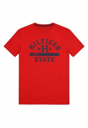 Camiseta Roja Manga Larga Con Logo Gráfico Tommy Hilfiger