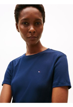 Camiseta Azul De Cuello Redondo Con Corte Slim Tommy Hilfiger