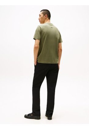 Camiseta Verde De Cuello Redondo Con Logo Tommy Hilfiger