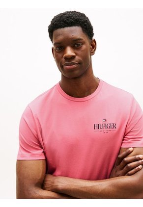 Camiseta Rosa De Cuello Redondo Con Logo Tommy Hilfiger