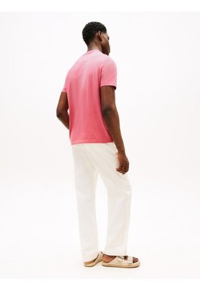 Camiseta Rosa De Cuello Redondo Con Logo Tommy Hilfiger