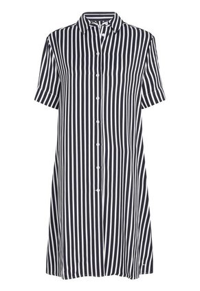 Vestido Negro Amplio De Rayas Tommy Hilfiger