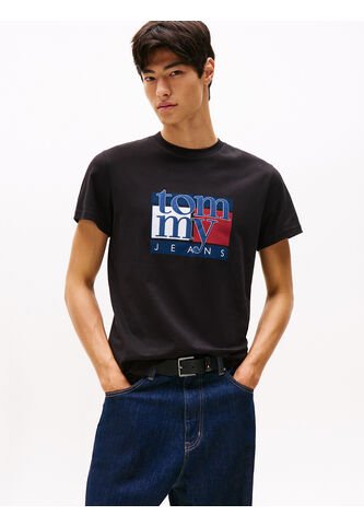 Camiseta Negra Slim Con Logo Gráfico Tommy Jeans Tommy Hilfiger