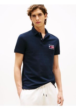 Polo Azul De Corte Regular Con Logo Tommy Hilfiger