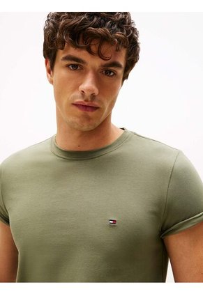 Camiseta Verde De Cuello Redondo Y Corte Extra Slim Tommy Hilfiger