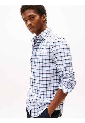 Camisa Azul Heritage Oxford De Manga Larga Tommy Hilfiger
