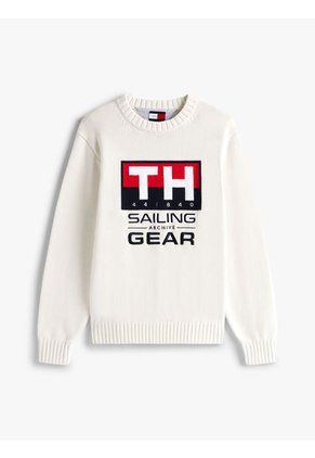 Saco Blanco Hilfiger Elástico Con Logo En Intarsia Tommy Hilfiger