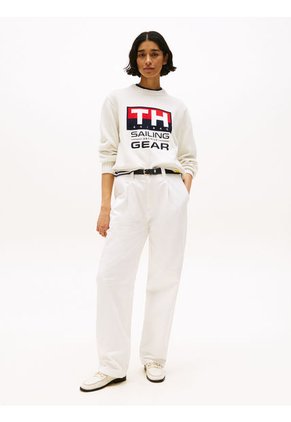 Saco Blanco Hilfiger Elástico Con Logo En Intarsia Tommy Hilfiger