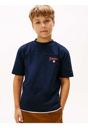 Camiseta Azul Con Logo Gráfico Tommy Hilfiger