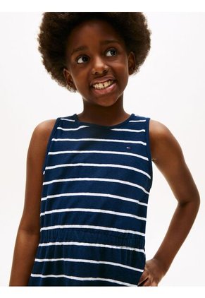 Vestido Azul Sin Mangas En Mezcla De Lino Tommy Hilfiger