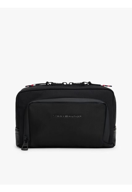 Neceser Negro Textil Con Logo TH Metalizado Tommy Hilfiger