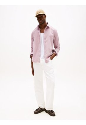 Camisa Rosada Dobby De Manga Larga Tommy Hilfiger