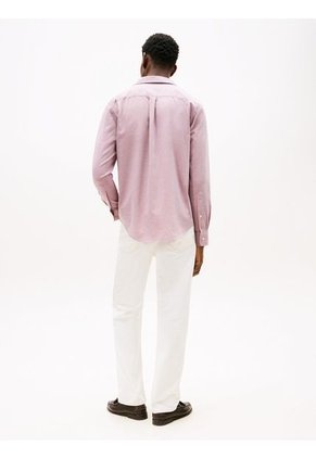 Camisa Rosada Dobby De Manga Larga Tommy Hilfiger