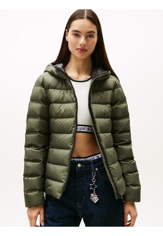 Chaqueta Gris Acolchada De Plumón Con Capota Tommy Jeans Tommy Hilfiger