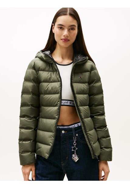 Chaqueta Gris Acolchada De Plumón Con Capota Tommy Jeans