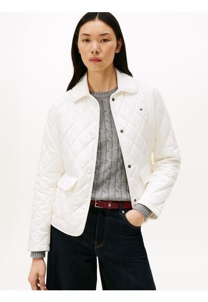 Chaqueta Blanca Acolchada Con Logo Tommy Hilfiger