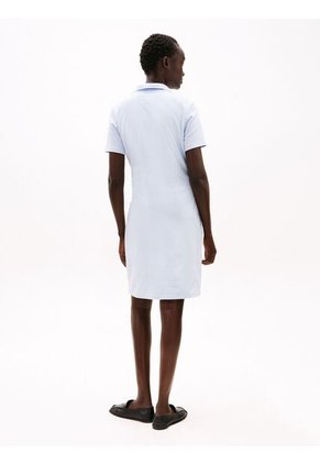 Vestido Celeste Tipo Polo Con Cuello En V Abierto Tommy Hilfiger