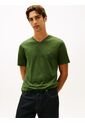 Camiseta Verde Con Cuello En V Y Logo Tommy Hilfiger de Tommy Hilfiger