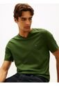 Camiseta Verde Con Cuello En V Y Logo Tommy Hilfiger de Tommy Hilfiger