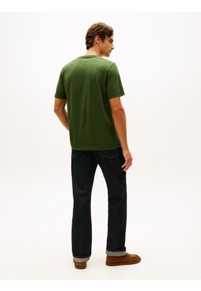 Camiseta Verde Con Cuello En V Y Logo Tommy Hilfiger