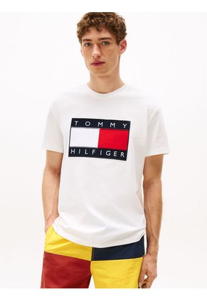 Camiseta Blanca Náutica Con Parche Hilfiger Tommy Hilfiger