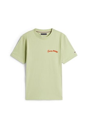 Camiseta Verde De Cuello Redondo Con Logo Tommy Hilfiger