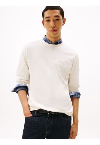 Camiseta Blanca Manga Larga Con Logo Gráfico Tommy Hilfiger Tommy Hilfiger