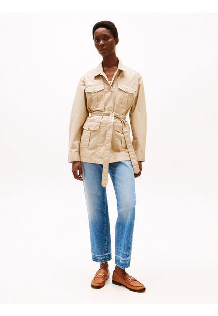 Rompe Beige Viento Estilo Militar Con Botones Dorados Tommy Hilfiger
