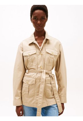 Rompe Beige Viento Estilo Militar Con Botones Dorados Tommy Hilfiger