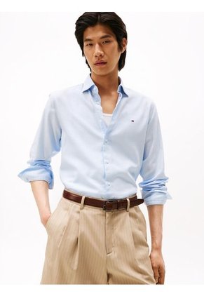 Camisa Celeste Twill De Manga Larga Tommy Hilfiger